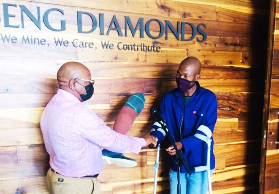 Mine hands over prosthetic leg